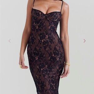 House of CB Black Lace Midi Dress